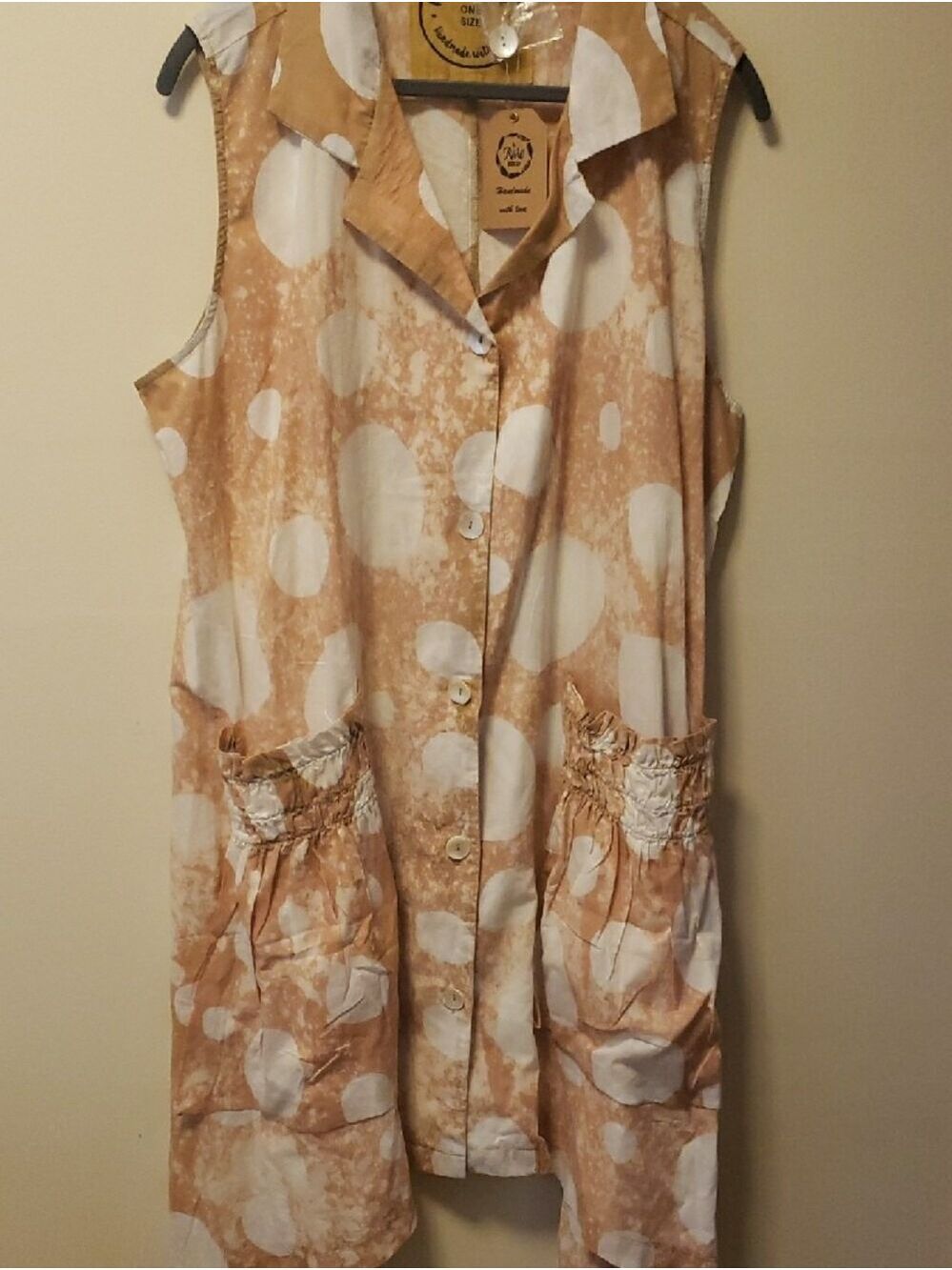 NWT A Rare Bird Cotton Tunic/ Duster with Light Pink Polka Dots - Picture 4 of 6